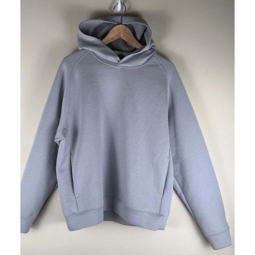 Uniqlo Dry Soft Scuba Womens M Gray Pullover Hoodie Sweatshirt Kangaroo Pocket